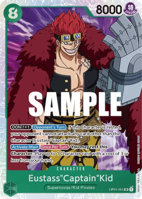 Carte One Piece Eustass »Captain »Kid OP01-051, extension Romance Dawn (sortie anglaise)