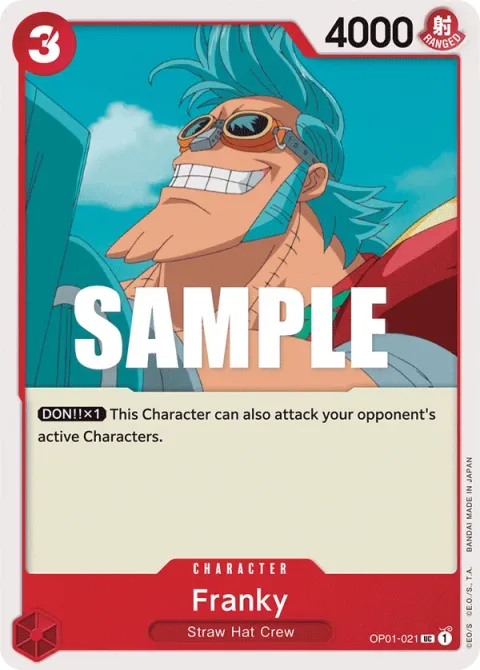 Carte One Piece Franky OP01-021, extension Romance Dawn (sortie anglaise)