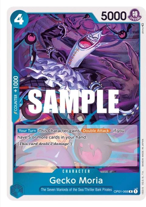Carte One Piece Gecko Moria OP01-068, extension Romance Dawn (sortie anglaise)