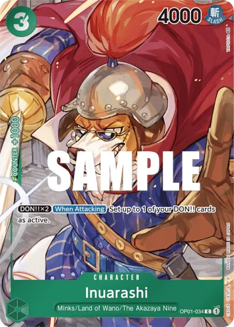 Carte One Piece Inuarashi OP01-034 · parallèle, extension Romance Dawn (sortie anglaise)