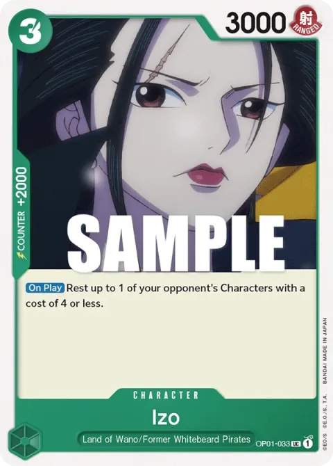 Carte One Piece Izo OP01-033, extension Romance Dawn (sortie anglaise)