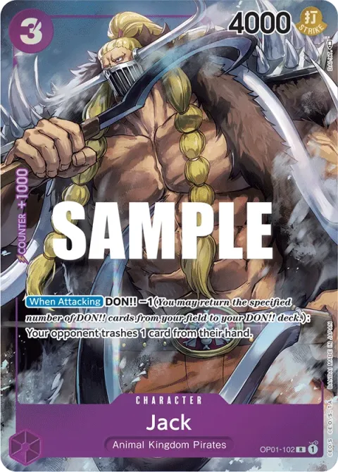 Carte One Piece Jack OP01-102 · parallèle, extension Romance Dawn (sortie anglaise)