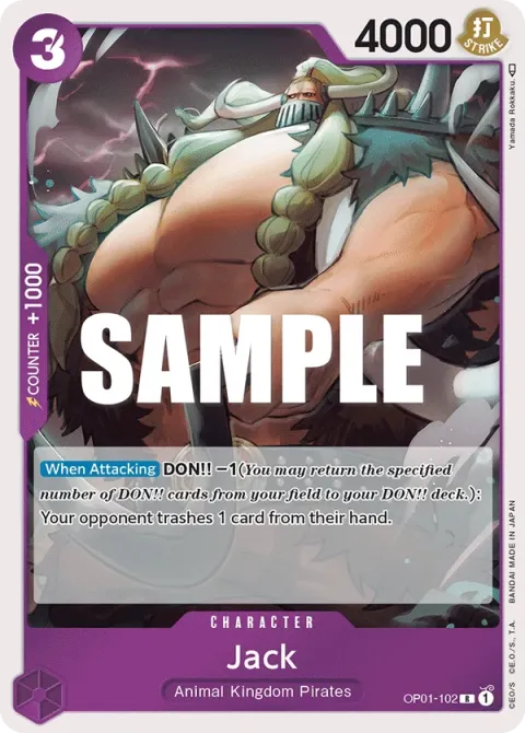 Carte One Piece Jack OP01-102, extension Romance Dawn (sortie anglaise)