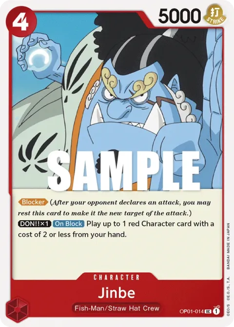 Carte One Piece Jinbe OP01-014, extension Romance Dawn (sortie anglaise)