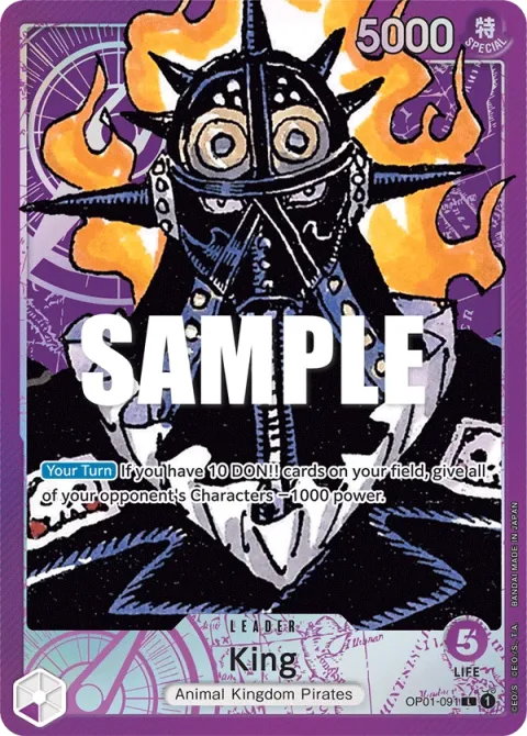 Carte One Piece King OP01-091 · parallèle, extension Romance Dawn (sortie anglaise)