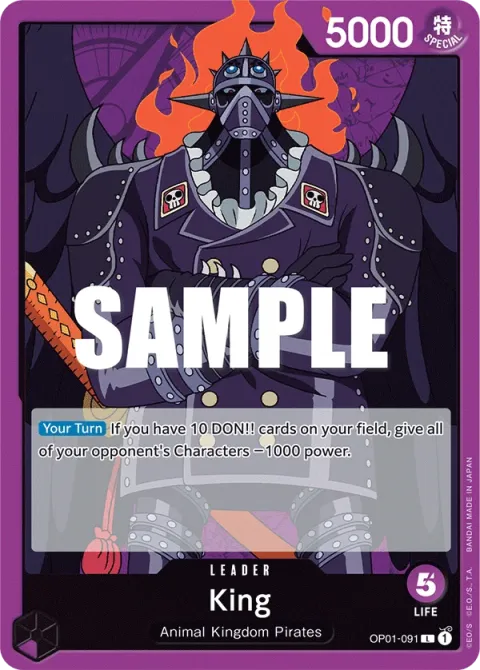 Carte One Piece King OP01-091, extension Romance Dawn (sortie anglaise)