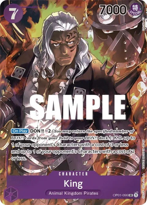 Carte One Piece King OP01-096 · parallèle, extension Romance Dawn (sortie anglaise)