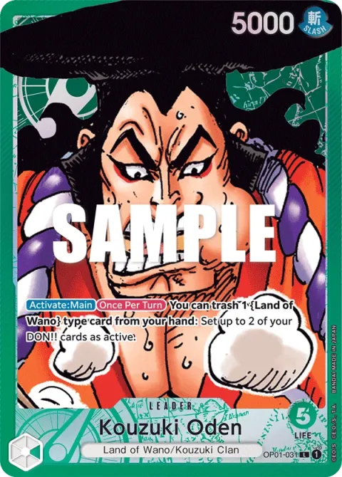 Carte One Piece Kouzuki Oden OP01-031 · parallèle, extension Romance Dawn (sortie anglaise)
