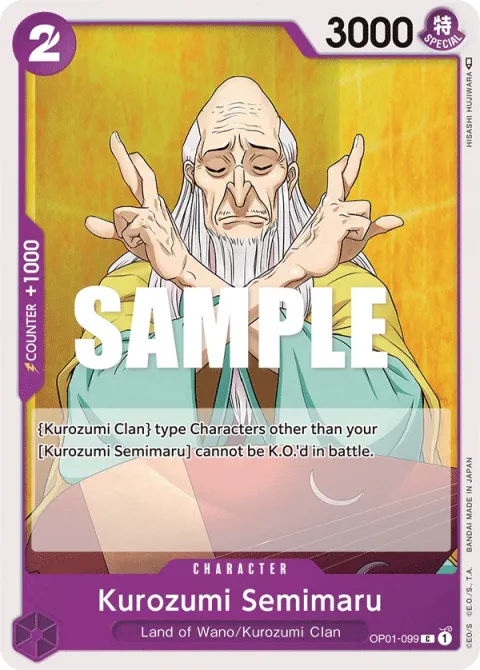 Carte One Piece Kurozumi Semimaru OP01-099, extension Romance Dawn (sortie anglaise)