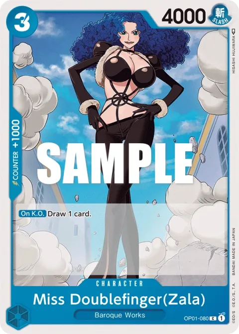 Carte One Piece Miss Doublefinger(Zala) OP01-080, extension Romance Dawn (sortie anglaise)