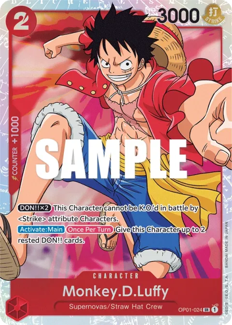Carte One Piece Monkey.D.Luffy OP01-024, extension Romance Dawn (sortie anglaise)