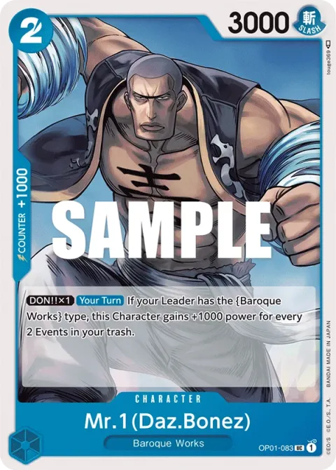 Carte One Piece Mr.1(Daz.Bonez) OP01-083, extension Romance Dawn (sortie anglaise)