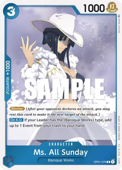 Carte One Piece Ms. All Sunday OP01-079, extension Romance Dawn (sortie anglaise)