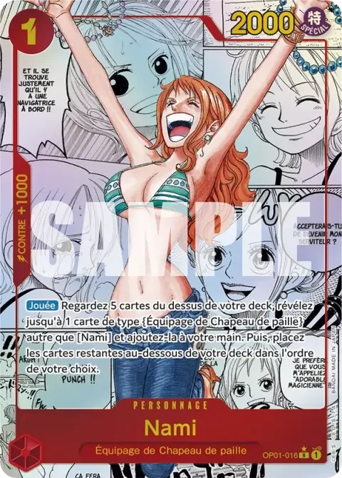 Carte One Piece Nami OP01-016 · parallèle, extension Romance Dawn (sortie anglaise)