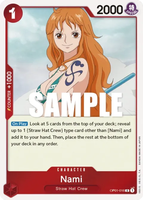 Carte One Piece Nami OP01-016, extension Romance Dawn (sortie anglaise)