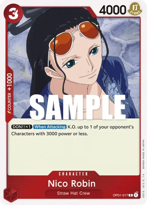 Carte One Piece Nico Robin OP01-017, extension Romance Dawn (sortie anglaise)