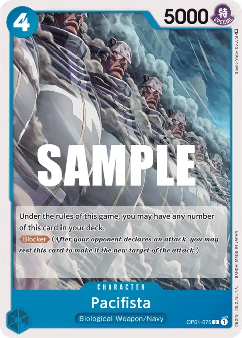 Carte One Piece Pacifista OP01-075, extension Romance Dawn (sortie anglaise)