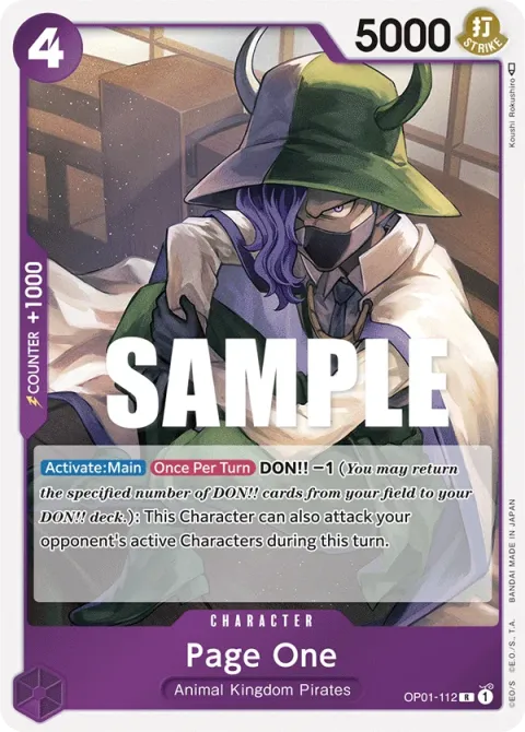 Carte One Piece Page One OP01-112, extension Romance Dawn (sortie anglaise)