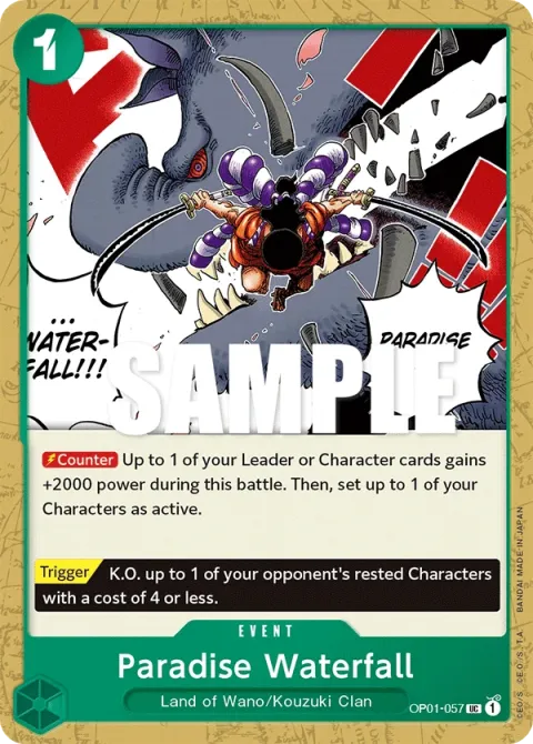 Carte One Piece Paradise Waterfall OP01-057, extension Romance Dawn (sortie anglaise)