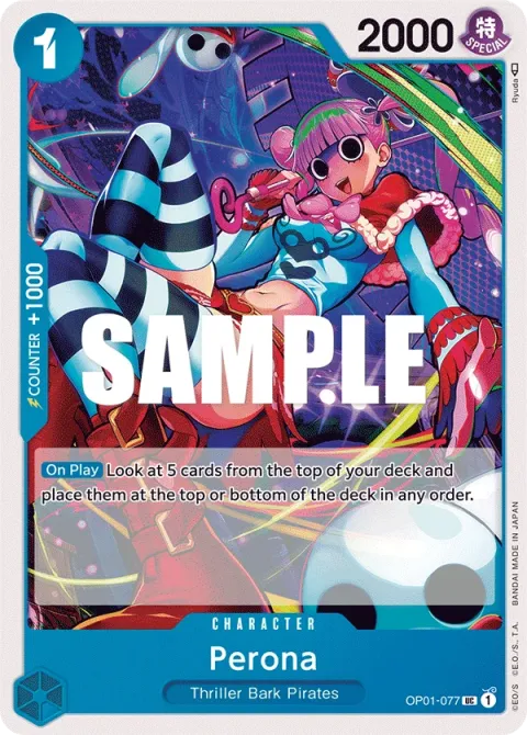 Carte One Piece Perona OP01-077, extension Romance Dawn (sortie anglaise)