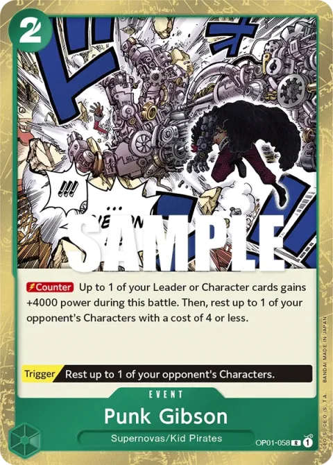 Carte One Piece Punk Gibson OP01-058, extension Romance Dawn (sortie anglaise)