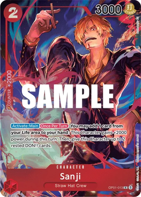 Carte One Piece Sanji OP01-013 · parallèle, extension Romance Dawn (sortie anglaise)