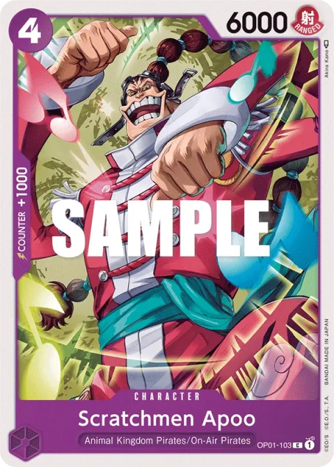 Carte One Piece Scratchmen Apoo OP01-103, extension Romance Dawn (sortie anglaise)