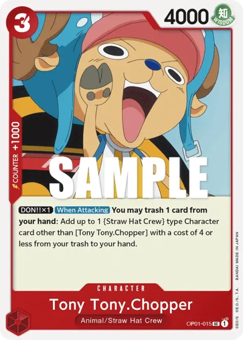 Carte One Piece Tony Tony.Chopper OP01-015, extension Romance Dawn (sortie anglaise)