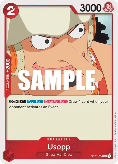 Carte One Piece Usopp OP01-004, extension Romance Dawn (sortie anglaise)