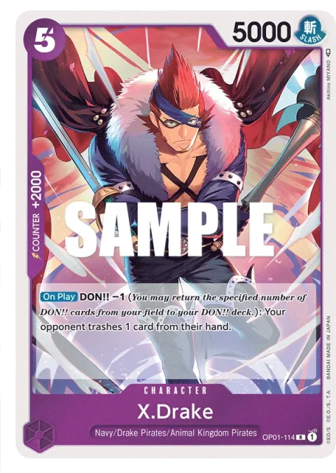 Carte One Piece X.Drake OP01-114, extension Romance Dawn (sortie anglaise)