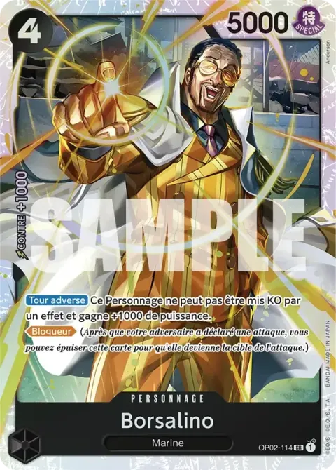 Carte One Piece Borsalino OP02-114 · parallèle, extension Paramount War (sortie anglaise)