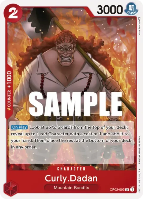 Carte One Piece Curly.Dadan OP02-005, extension Paramount War (sortie anglaise)