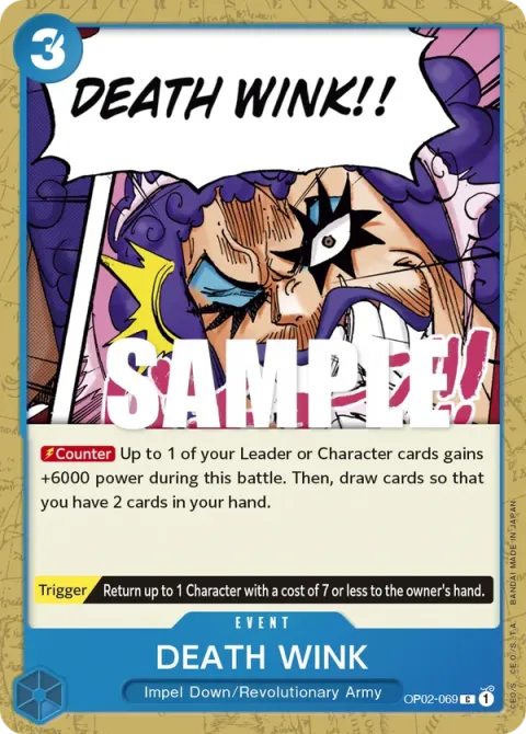 Carte One Piece DEATH WINK OP02-069, extension Paramount War (sortie anglaise)