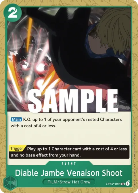 Carte One Piece Diable Jambe Venaison Shoot OP02-046, extension Paramount War (sortie anglaise)