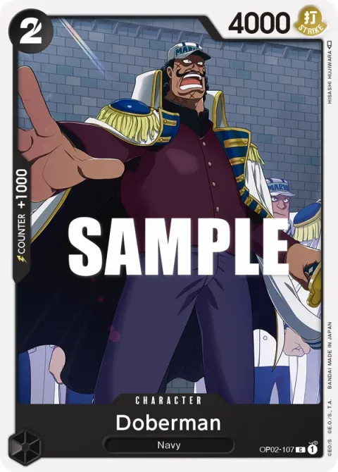 Carte One Piece Doberman OP02-107, extension Paramount War (sortie anglaise)