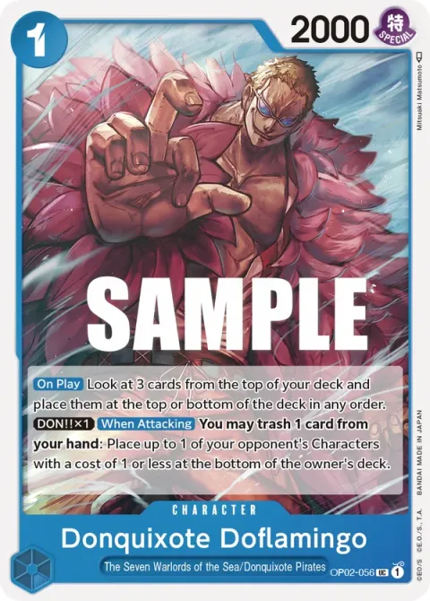 Carte One Piece Donquixote Doflamingo OP02-056, extension Paramount War (sortie anglaise)