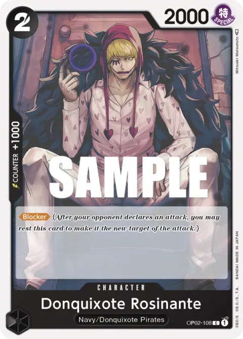 Carte One Piece Donquixote Rosinante OP02-108, extension Paramount War (sortie anglaise)