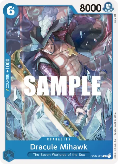 Carte One Piece Dracule Mihawk OP02-055, extension Paramount War (sortie anglaise)