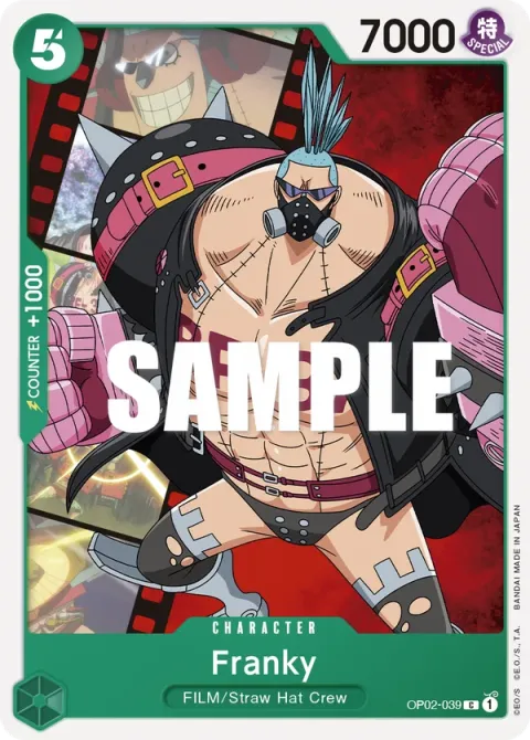 Carte One Piece Franky OP02-039, extension Paramount War (sortie anglaise)