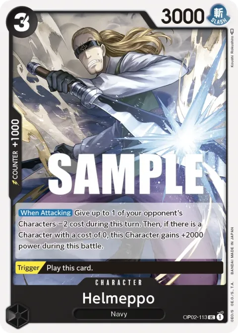 Carte One Piece Helmeppo OP02-113, extension Paramount War (sortie anglaise)