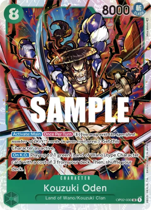 Carte One Piece Kouzuki Oden OP02-030, extension Paramount War (sortie anglaise)