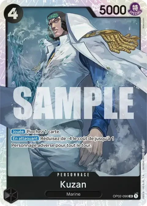 Carte One Piece Kuzan OP02-096 · parallèle, extension Paramount War (sortie anglaise)