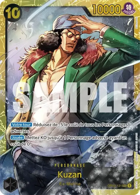 Carte One Piece Kuzan OP02-121 · parallèle, extension Paramount War (sortie anglaise)