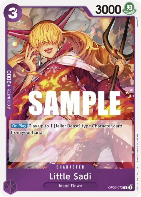 Carte One Piece Little Sadi OP02-073, extension Paramount War (sortie anglaise)