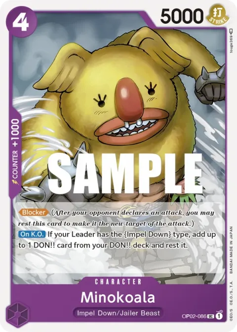 Carte One Piece Minokoala OP02-086, extension Paramount War (sortie anglaise)