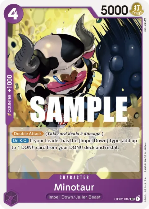 Carte One Piece Minotaur OP02-087, extension Paramount War (sortie anglaise)