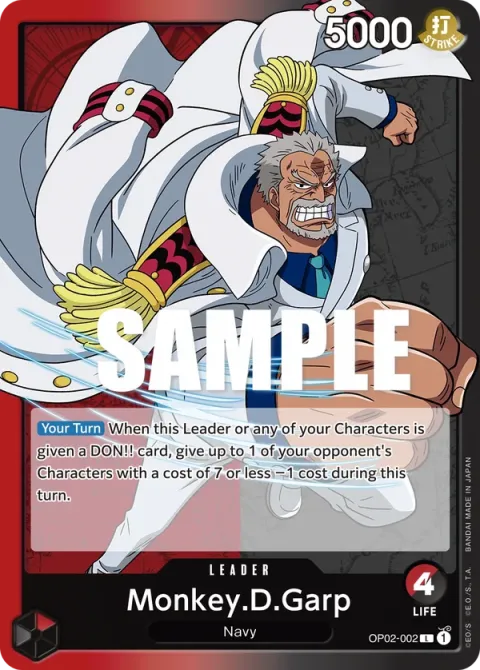 Carte One Piece Monkey.D.Garp OP02-002, extension Paramount War (sortie anglaise)