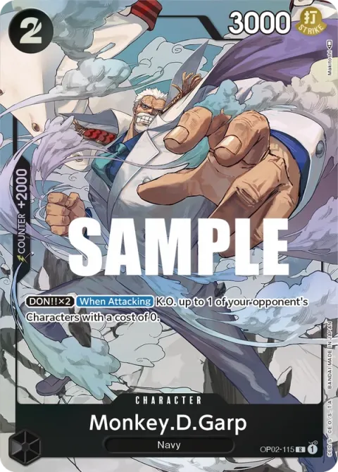 Carte One Piece Monkey.D.Garp OP02-115 · parallèle, extension Paramount War (sortie anglaise)