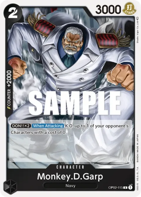 Carte One Piece Monkey.D.Garp OP02-115, extension Paramount War (sortie anglaise)