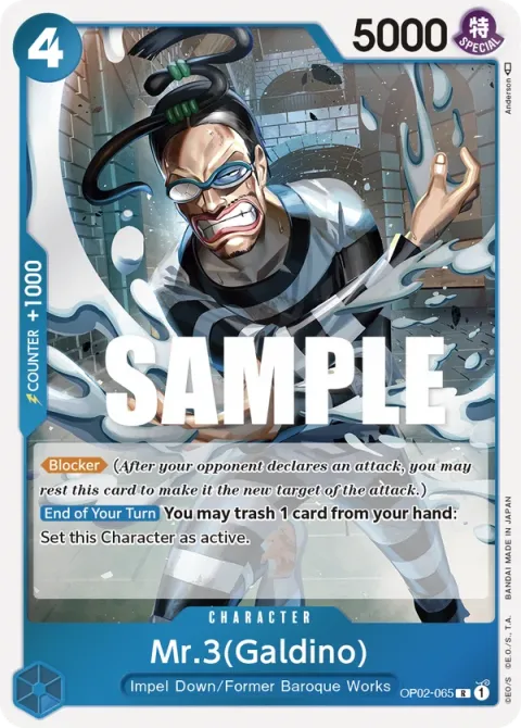 Carte One Piece Mr.3(Galdino) OP02-065, extension Paramount War (sortie anglaise)